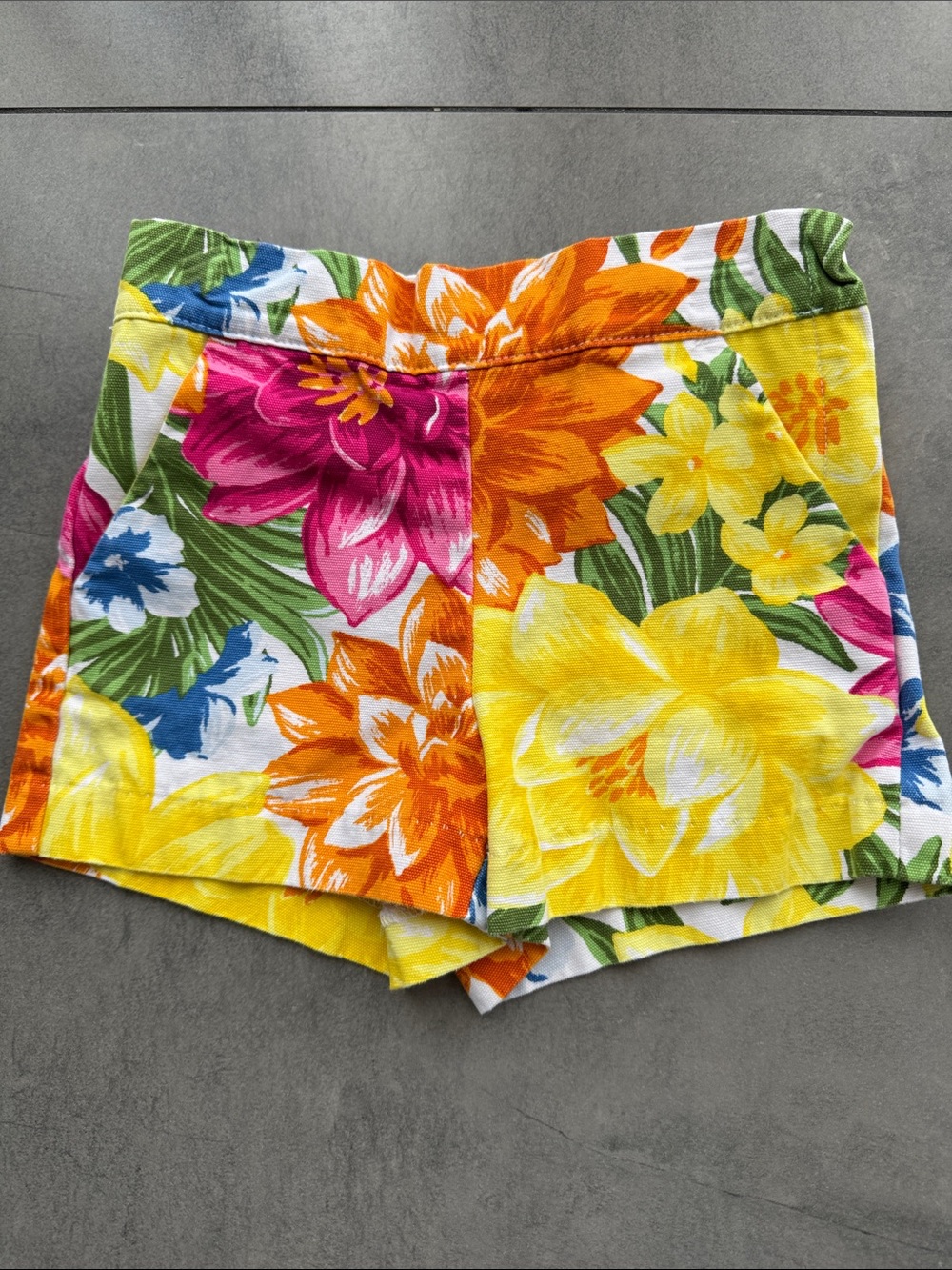 Floral Tropical Print Girl’S Shorts - Yellow Multi, 2T